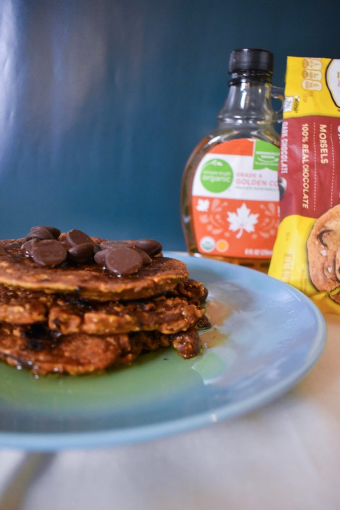 Pumpkin Chocolate Chip Protein Pancakes